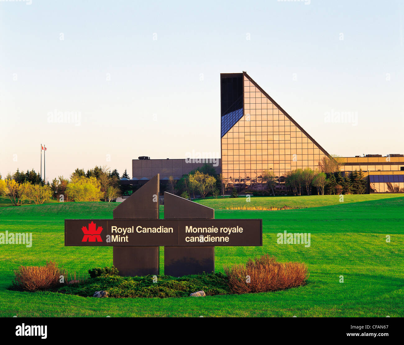 Sign outside Royal Canadian Mint, Winnipeg, Manitoba, Canada Stock Photo