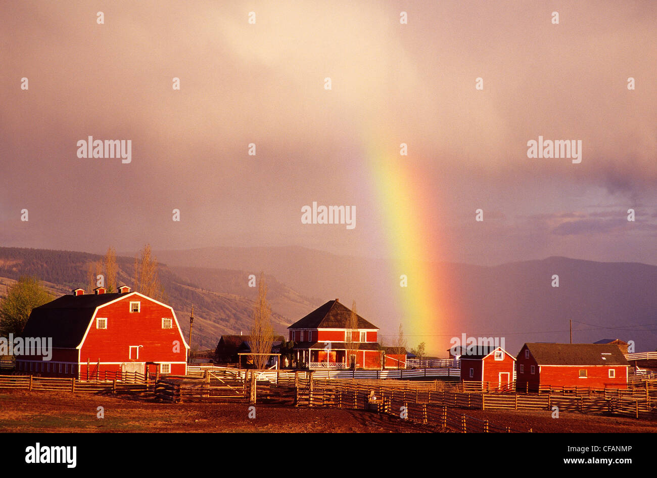 Rainbow over the Gang Ranch in the Chilcotin region of British Columbia
