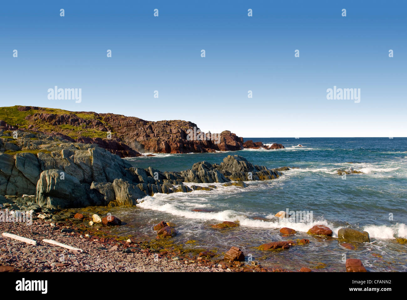 Rocky coastline of Tickle Cove, Newfoundland and Labrador, Canada Stock