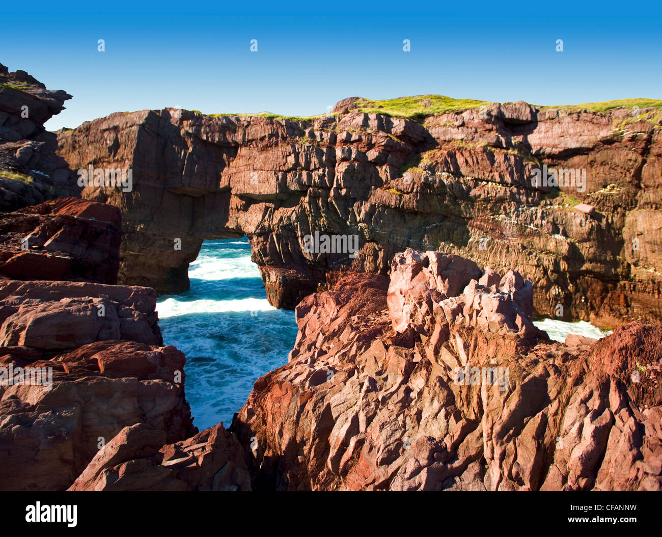 Rocky coastline of Tickle Cove, Newfoundland and Labrador, Canada Stock