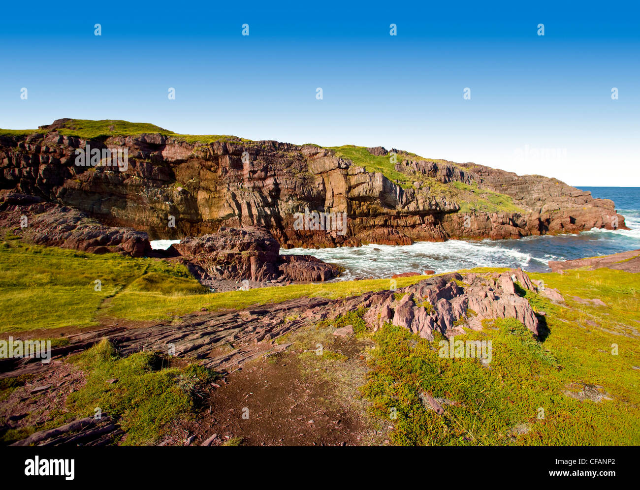 Rocky coastline of Tickle Cove, Newfoundland and Labrador, Canada Stock