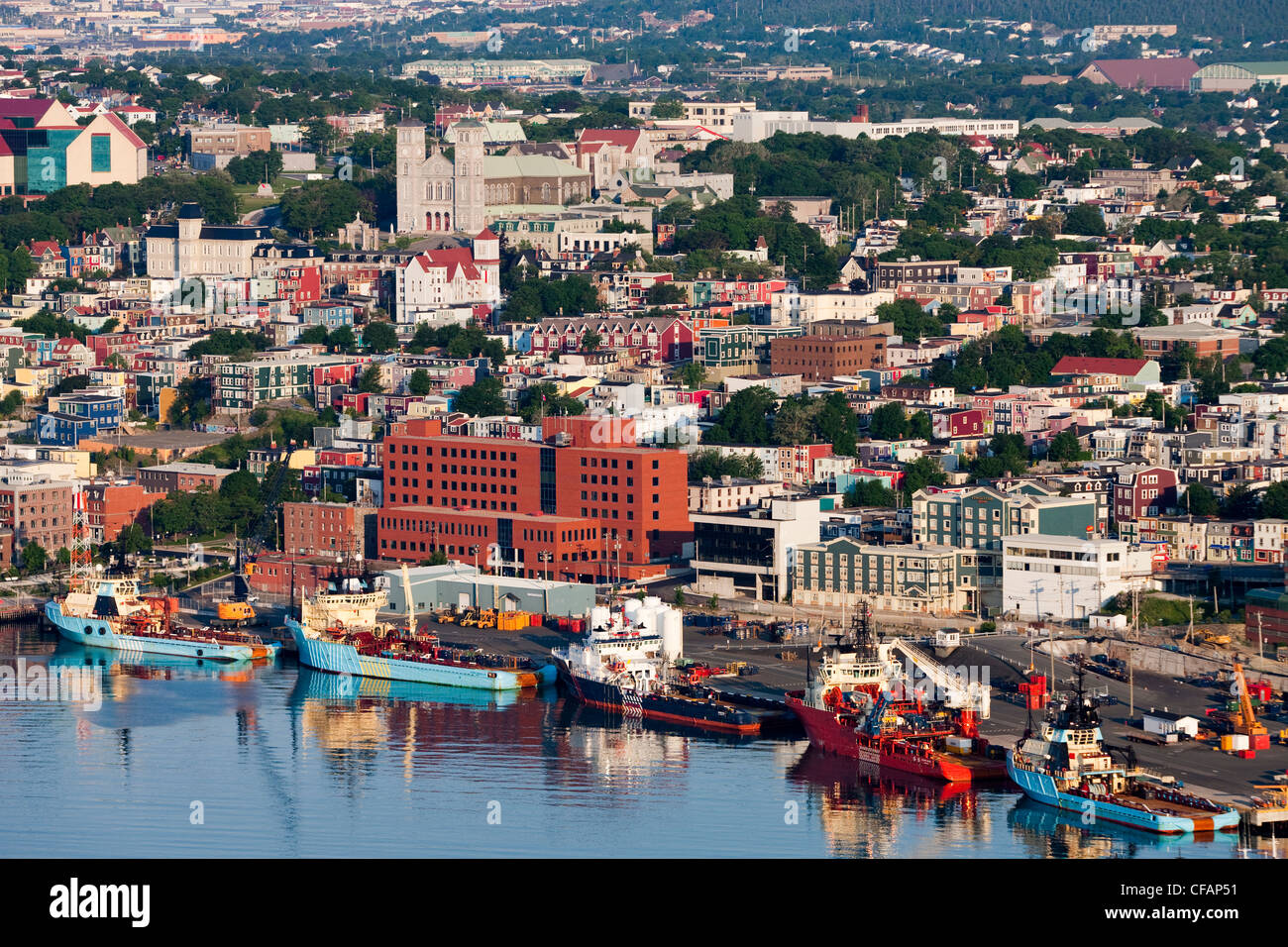 View of harbour and waterfront, St. John's, Newfoundland and Labrador, Canada. Stock Photo