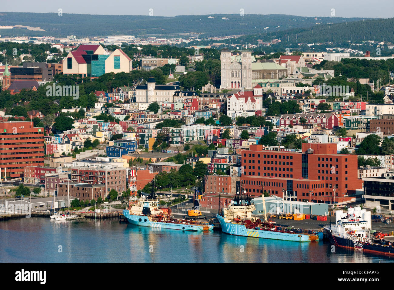 View of harbour and waterfront, St. John's, Newfoundland and Labrador, Canada. Stock Photo