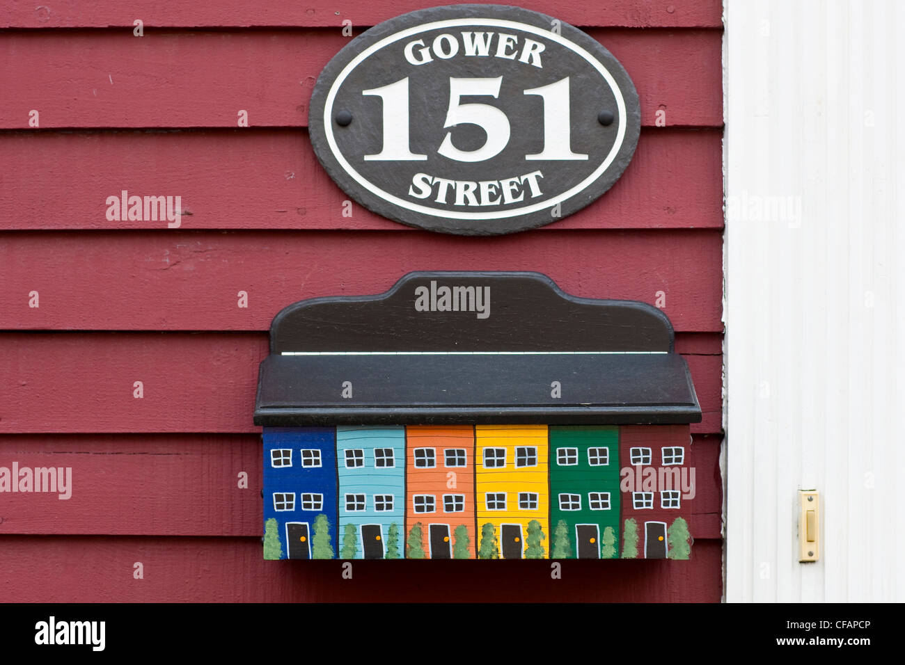 Painted mailbox, St. John's, Newfoundland and Labrador, Canada. Stock Photo