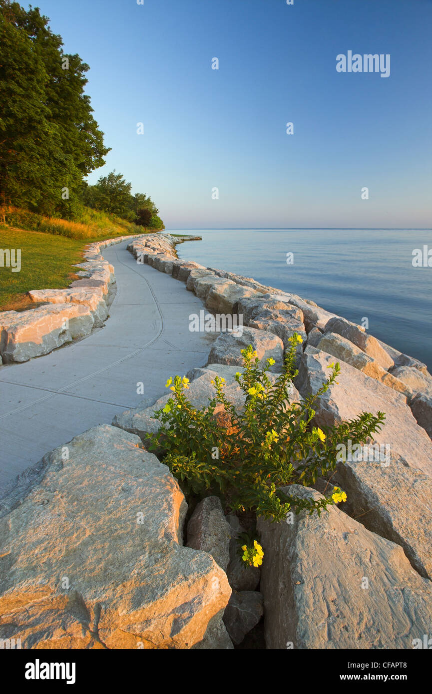Stone path along the shore of Lake Ontario, Niagara-on-the-Lake, Ontario, Canada Stock Photo