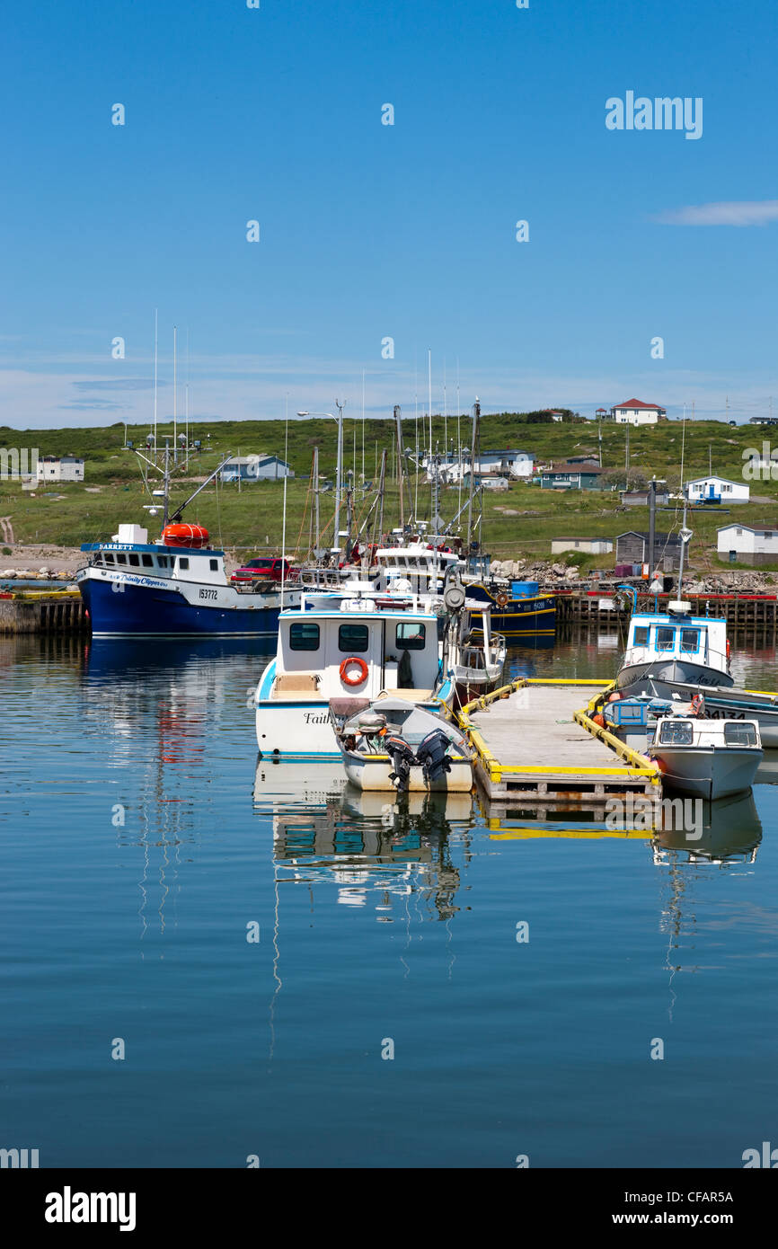 Fishing boats tied up at the wharf in Old Perlican, Newfoundland and Labrador, Canada. Stock Photo
