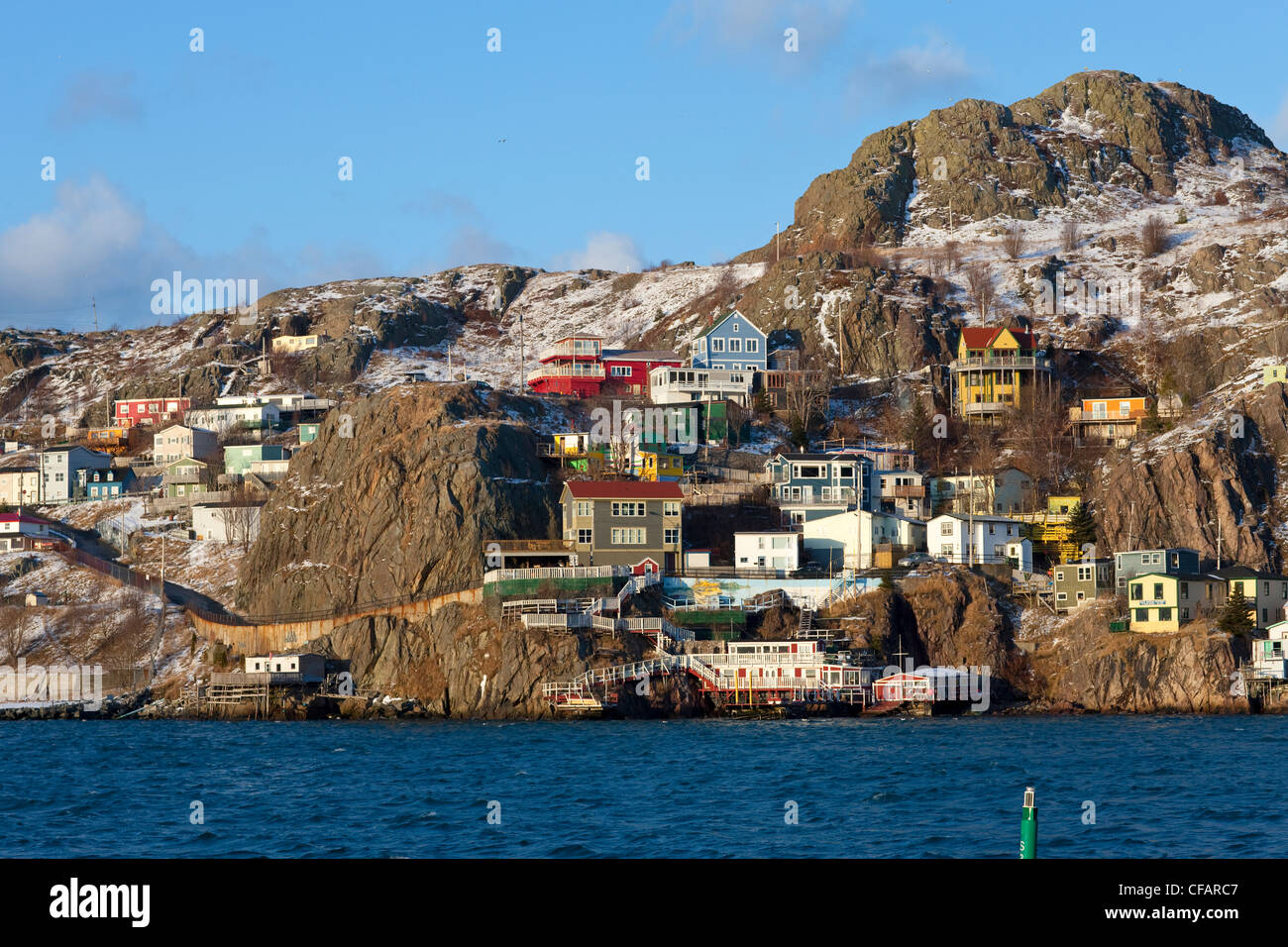 The Battery in winter, St. John's harbour, Newfoundland and Labrador, Canada. Stock Photo