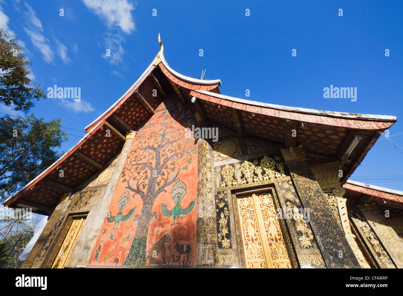 Xieng Tree Laos, Luang Prabang, Wat Xieng Thong, Tree of Life Mosaic Stock Photo ...