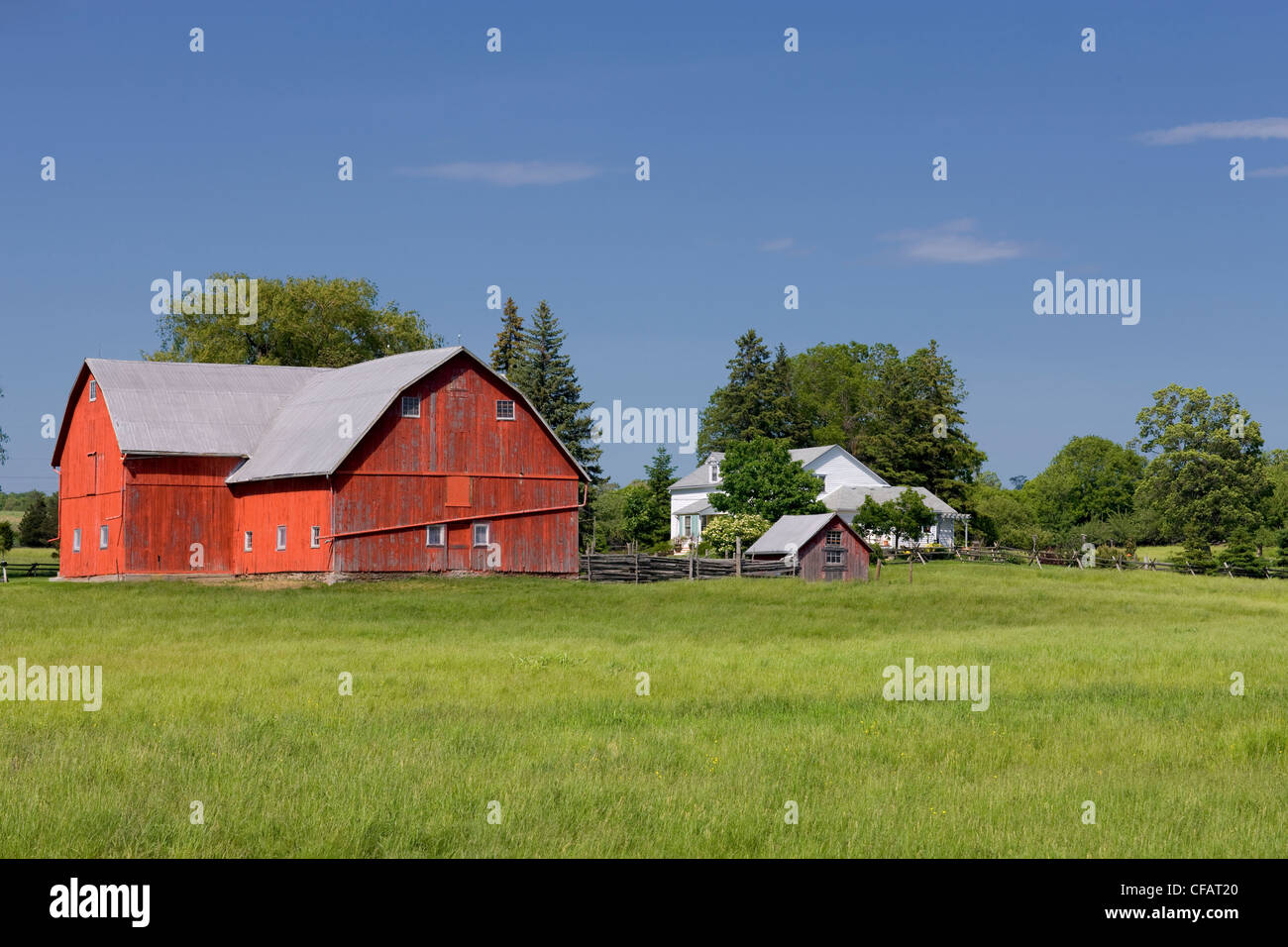 Red barn and farmhouse in Cherry Valley, Prince Edward County, Ontario