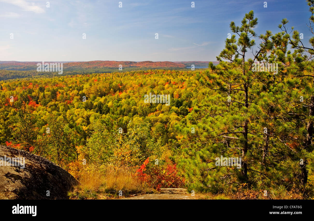 Algonquin Park in fall, view from Lookout Trail, Ontario, Canada Stock
