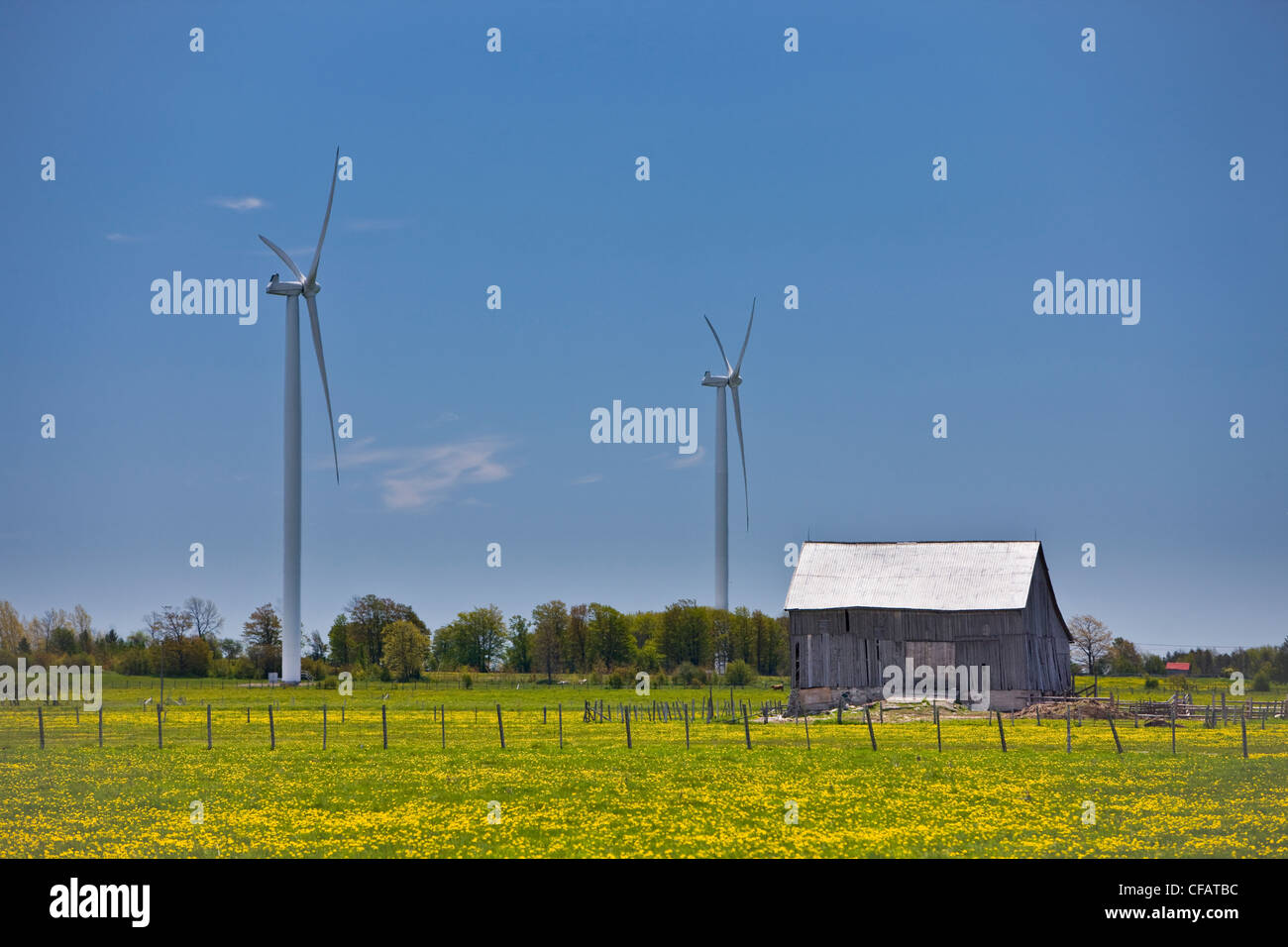 Eco-friendly wind turbines on the Bruce Peninsula, Ontario, Canada Stock Photo