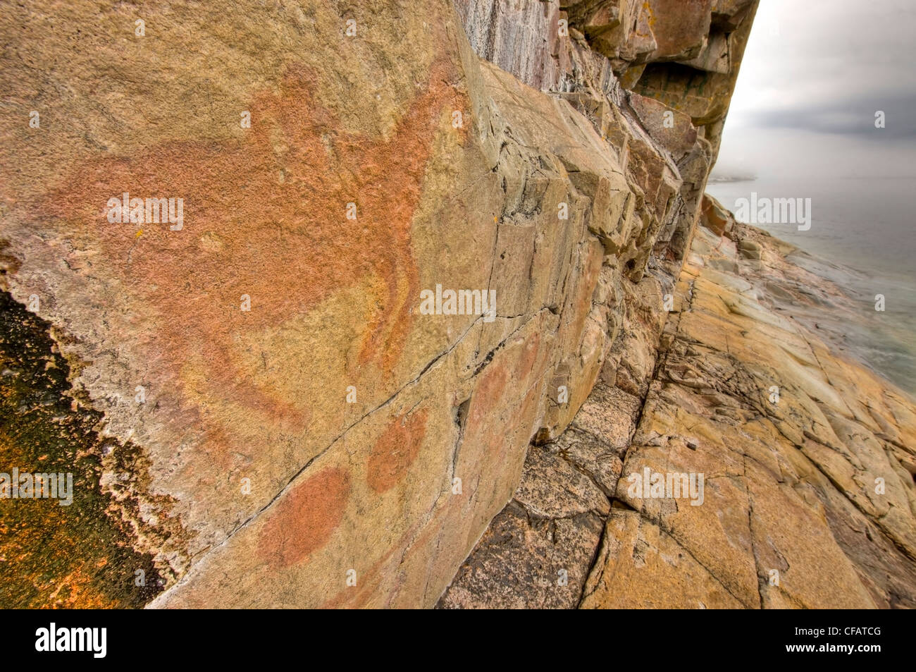 Pictographs on Agawa Rock, Agawa Rock Pictographs Trail, Lake Superior