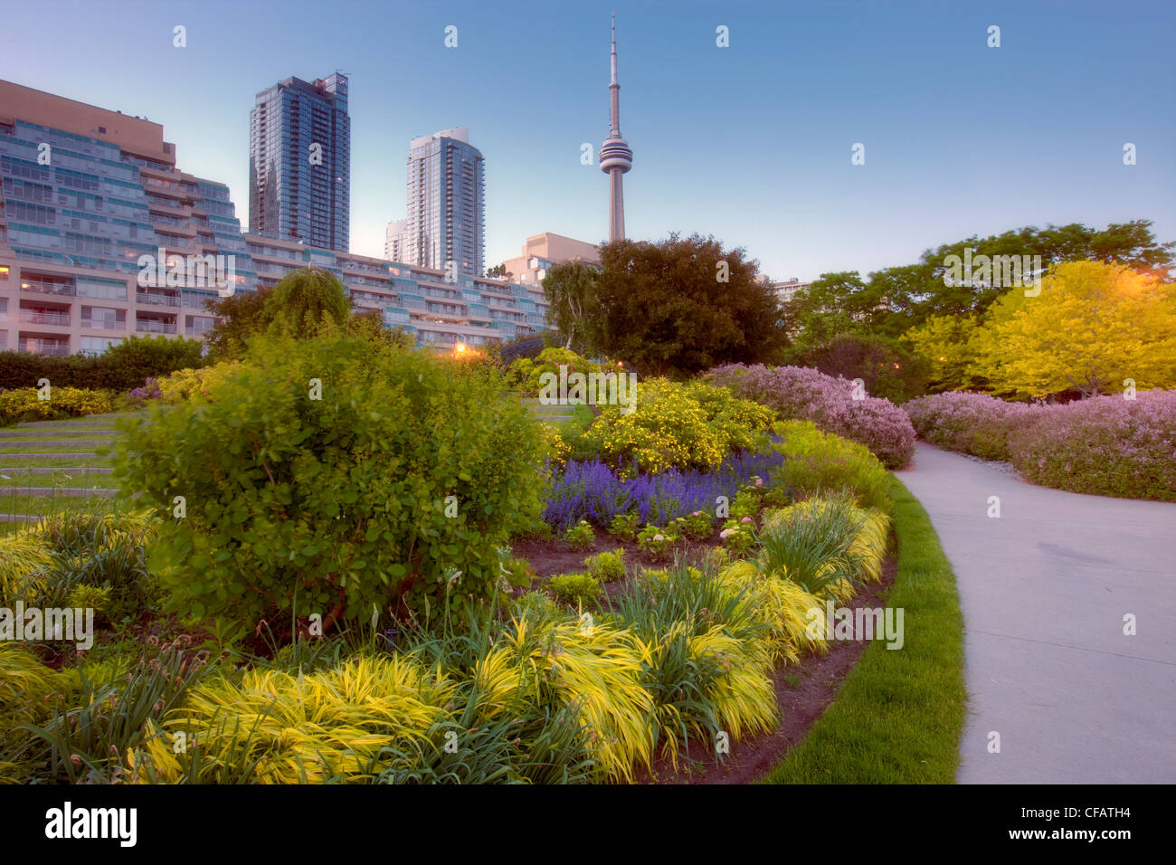 Toronto Music Garden Along The Waterfront With Cn Tower In The