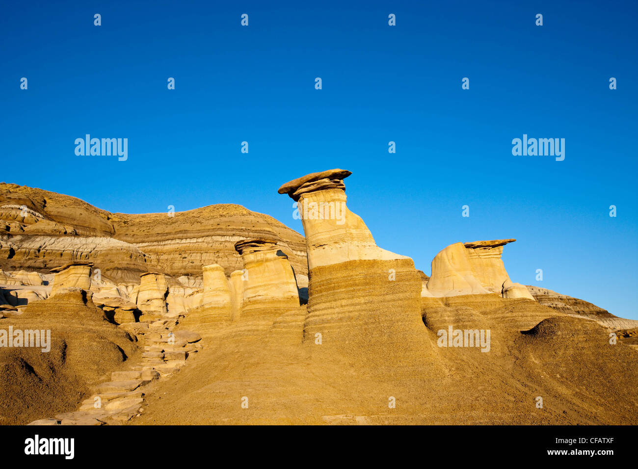 Hoodoo formation in The Badlands, Drumheller, Alberta, Canada Stock ...