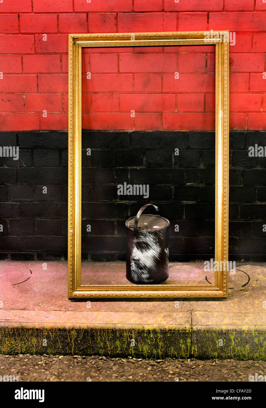 Graffiti art at the Cans Festival by Banksy appear with work by 29 other artists in a tunnel in Waterloo, London. Stock Photo