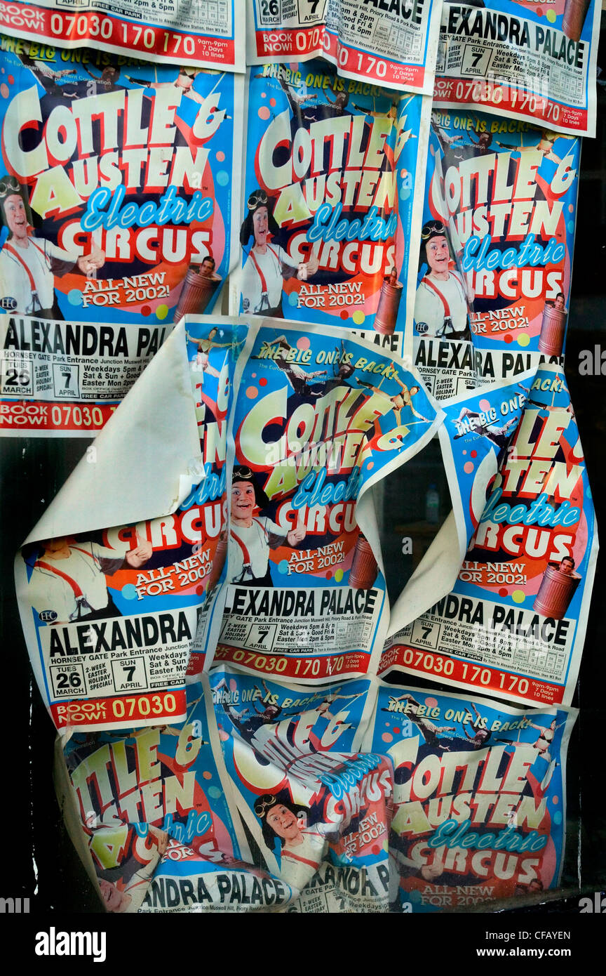Fading posters for circus, London. Stock Photo