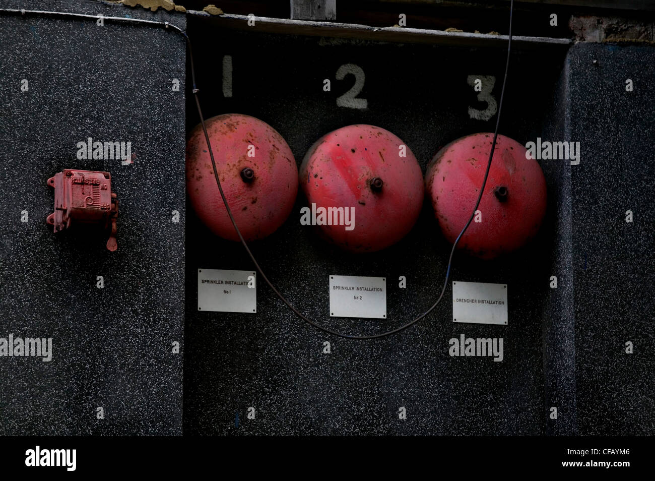 Fire alarm bells, London, United Kingdom. Stock Photo