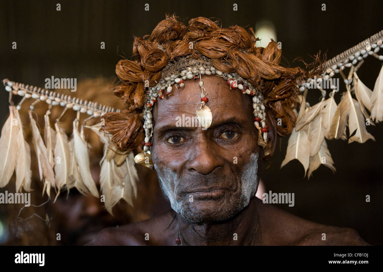 Elder of the Asmat Tribe, Agats village, New Guinea, Indonesia. Stock Photo