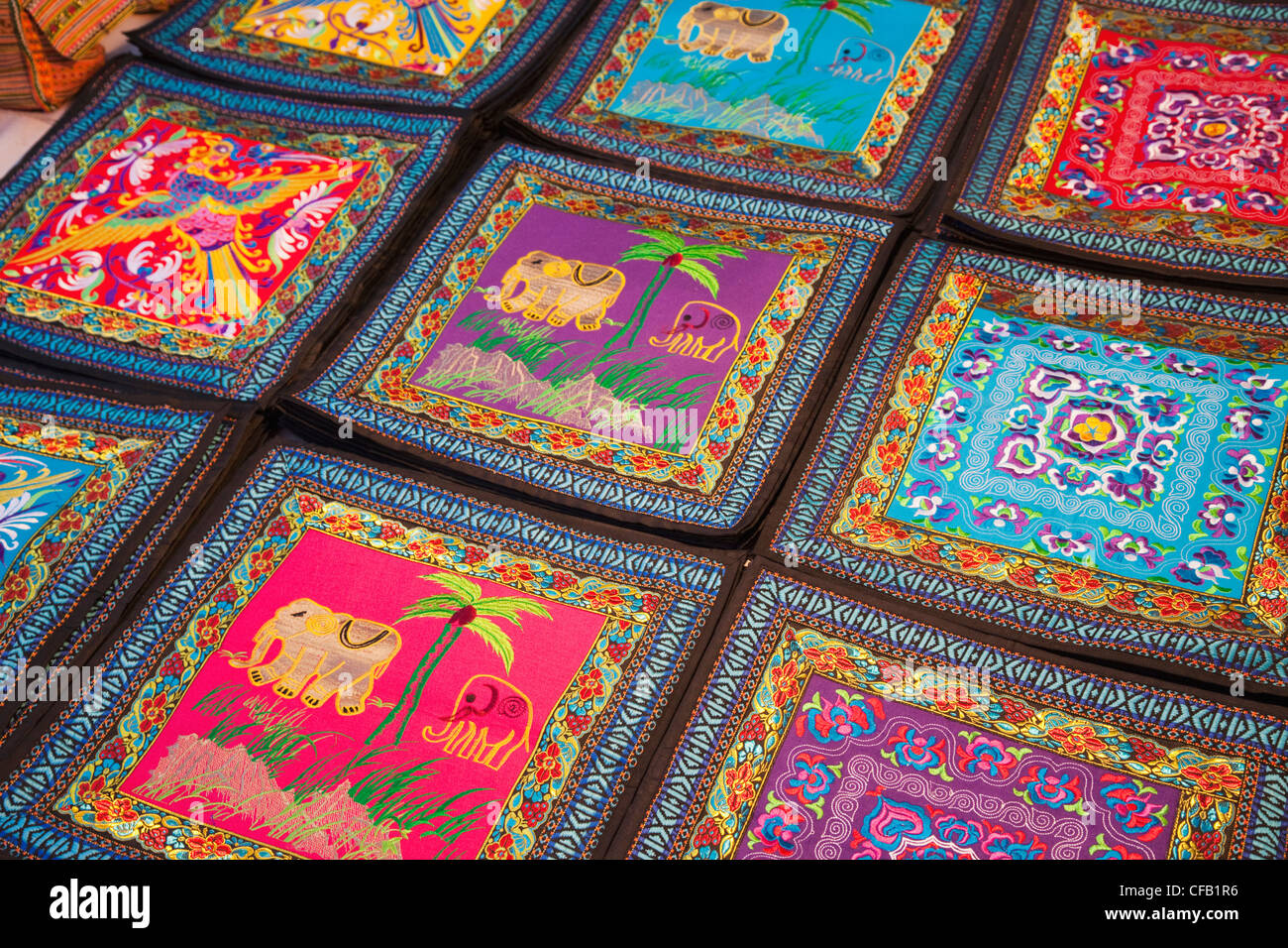 Laos, Luang Prabang, Ethnic Craft Night Market, Display of Hilltribe