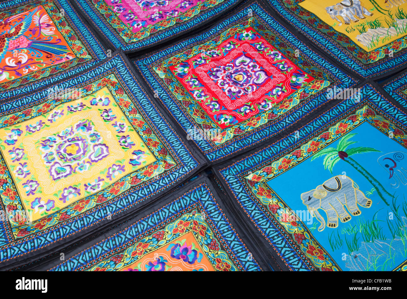 Laos, Luang Prabang, Ethnic Craft Night Market, Display of Hilltribe