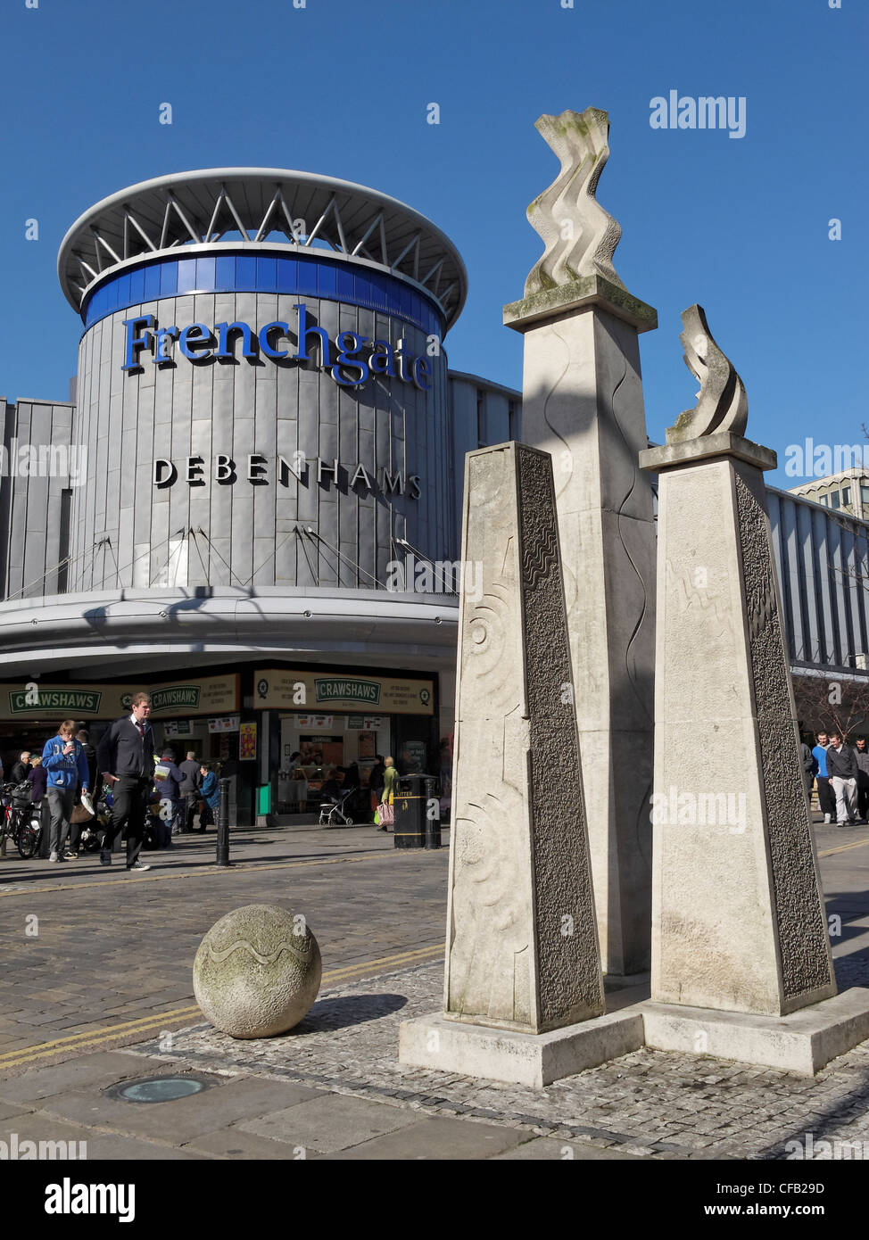 Sculpture outside the Frenchgate shopping centre, Doncaster, South Yorkshire, England. Stock Photo
