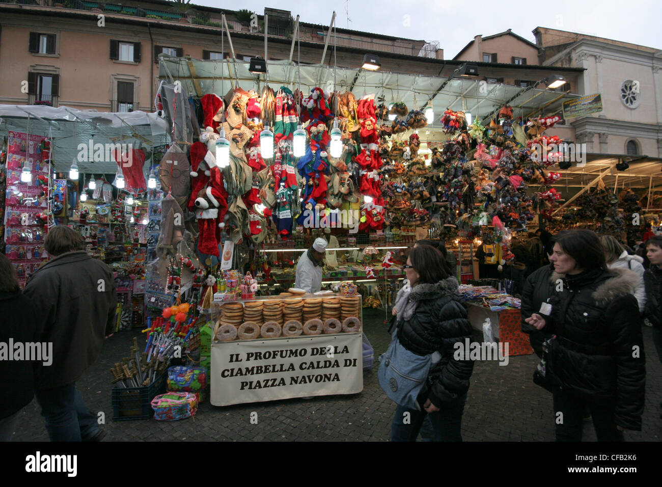 Outdoor Christmas market in Rome Italy Stock Photo Alamy