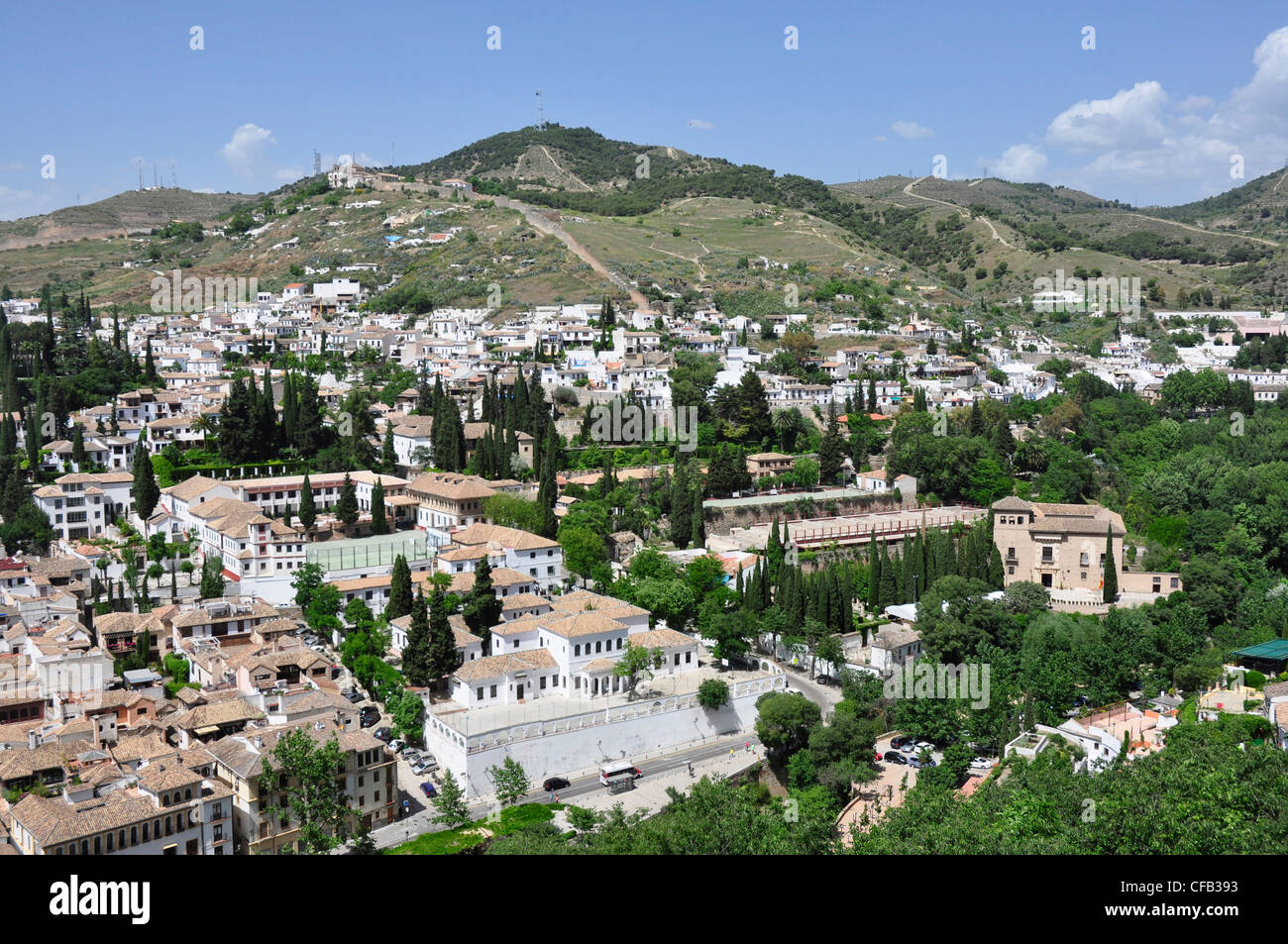Spain - Andalucia - Granada - the old town - seen from the Alhambra Palace Stock Photo