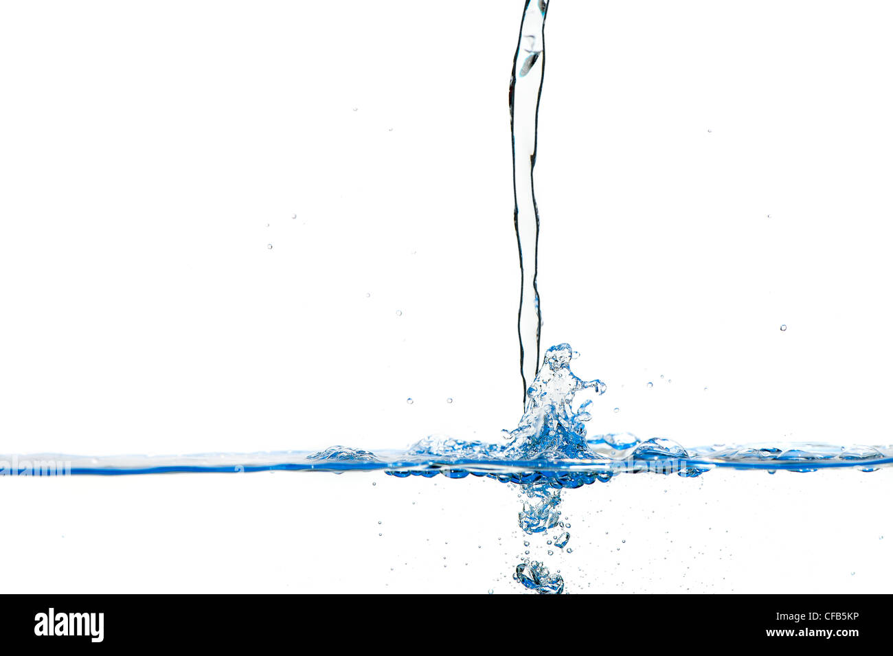 Splashes and water waves. Blue color on white isolated Stock Photo