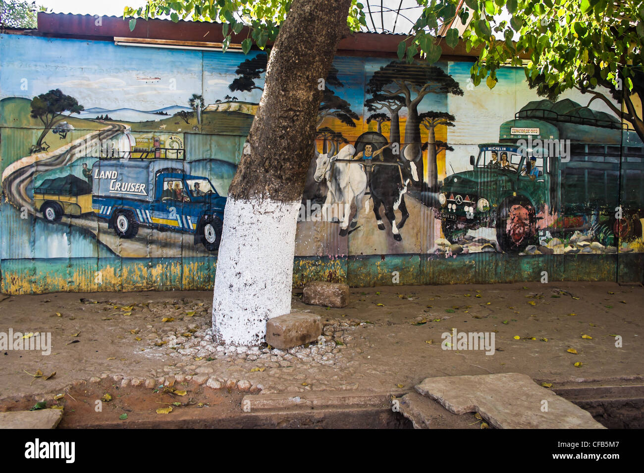 Painted wall in Belo sur Tsiribihina, western Madagascar Stock Photo