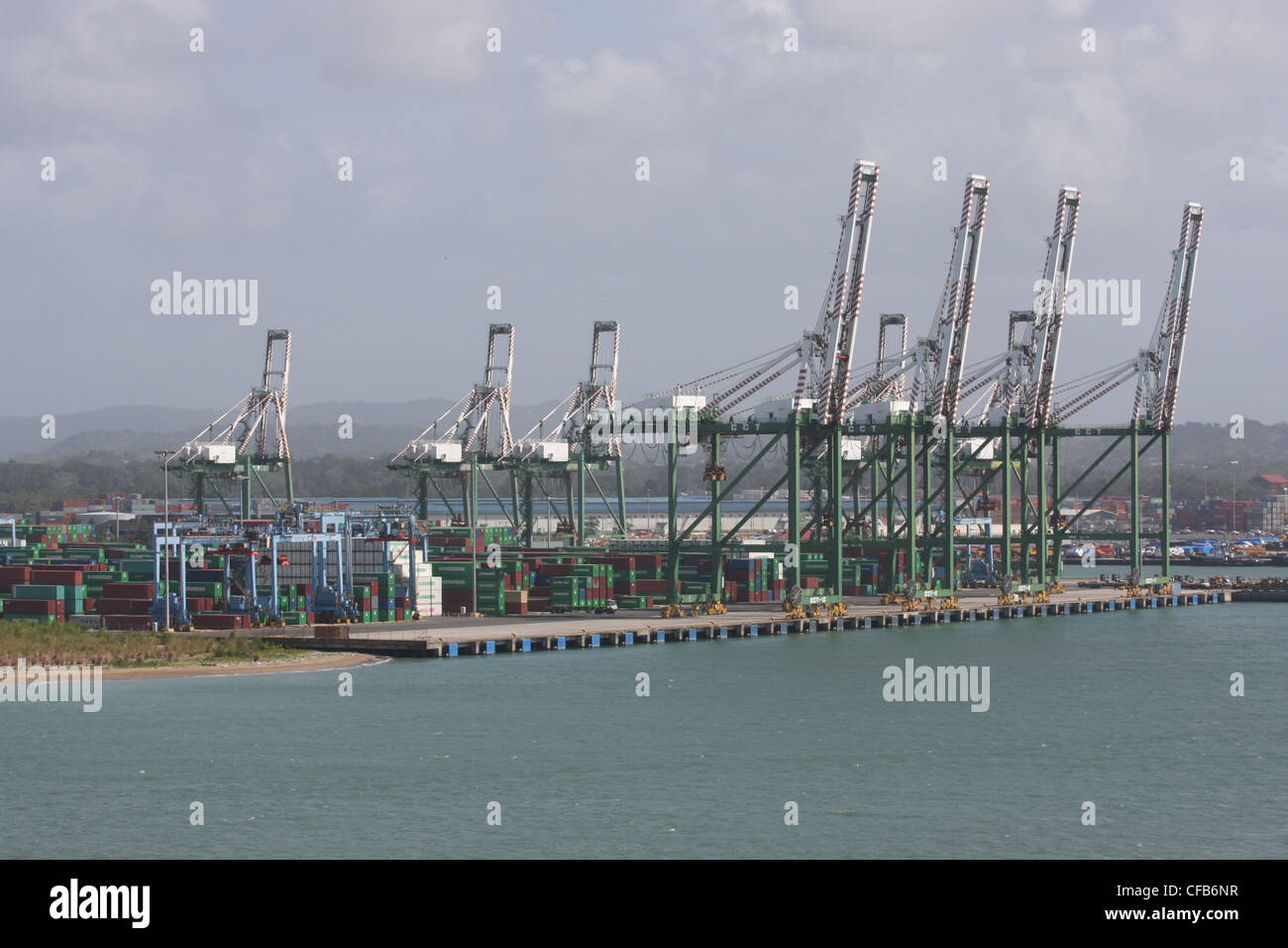 Colon Container Terminal on Manzanillo Bay at Colon, Panama Stock Photo