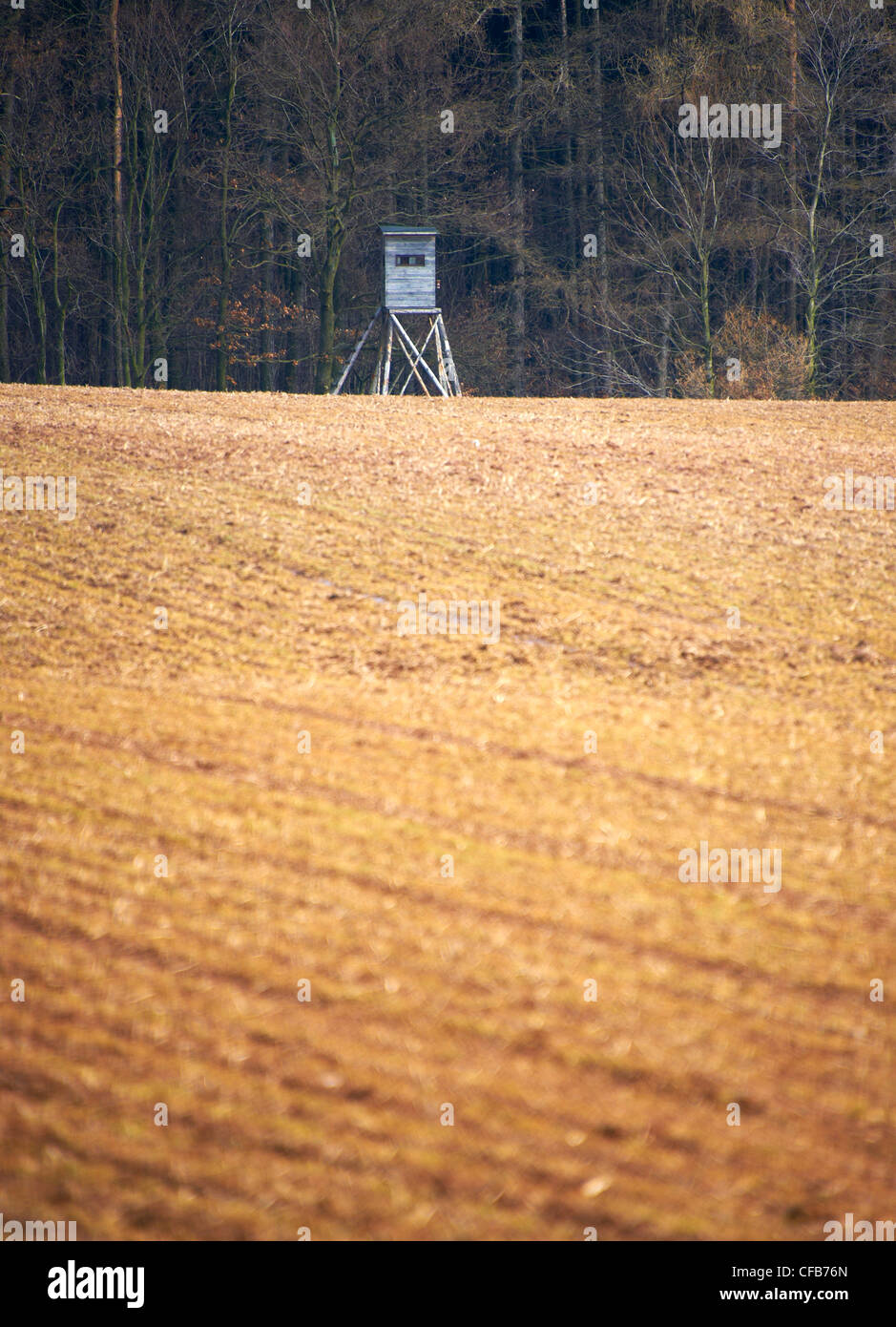 Deer Stand and field in spring Stock Photo Alamy