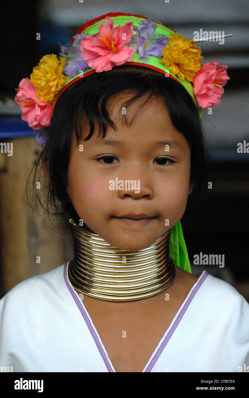 Beautifull little longneck girl.Karen hilltribe tatong village Chiang