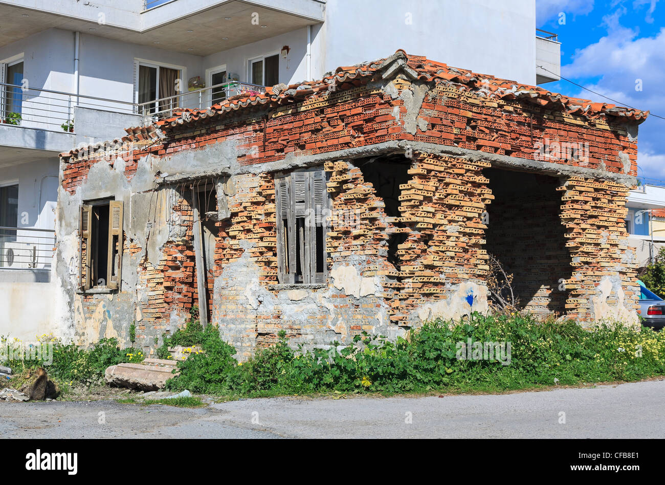 Old abandoned brick house ruins in Greece Stock Photo Alamy