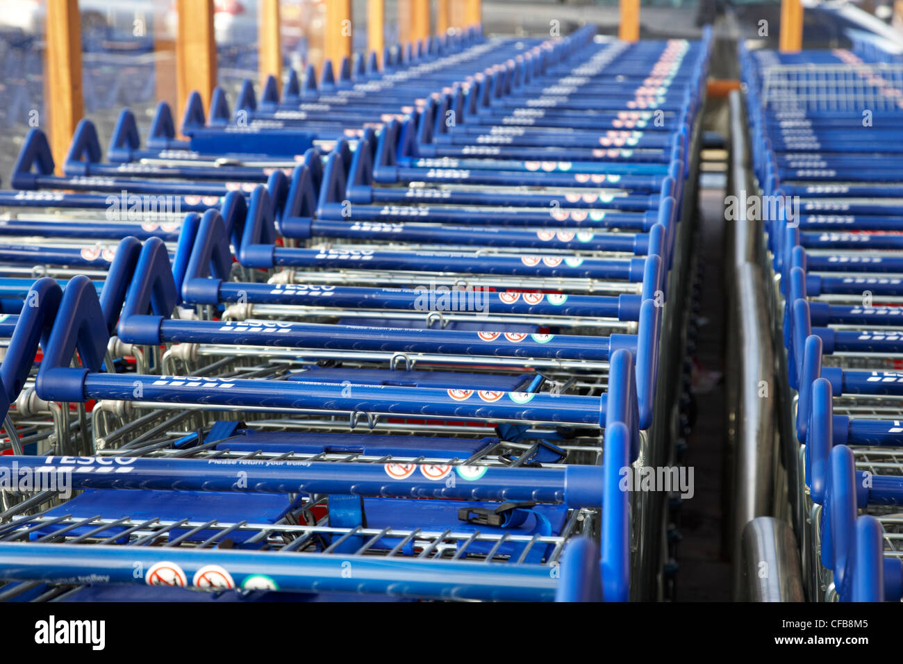 Tesco supermarket shopping trolleys hires stock photography and images