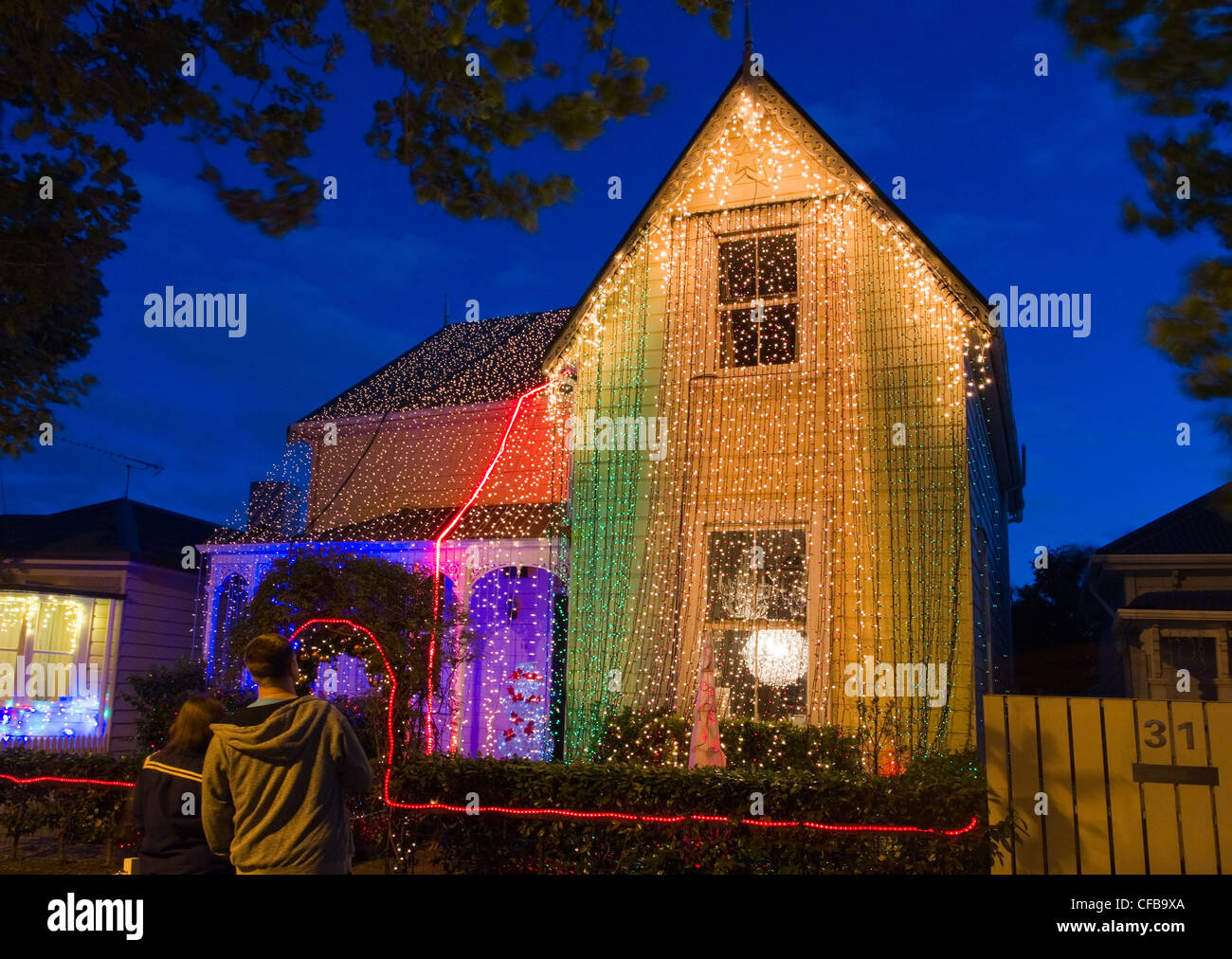 The iconic annual christmas lights on display in houses, Franklin Road