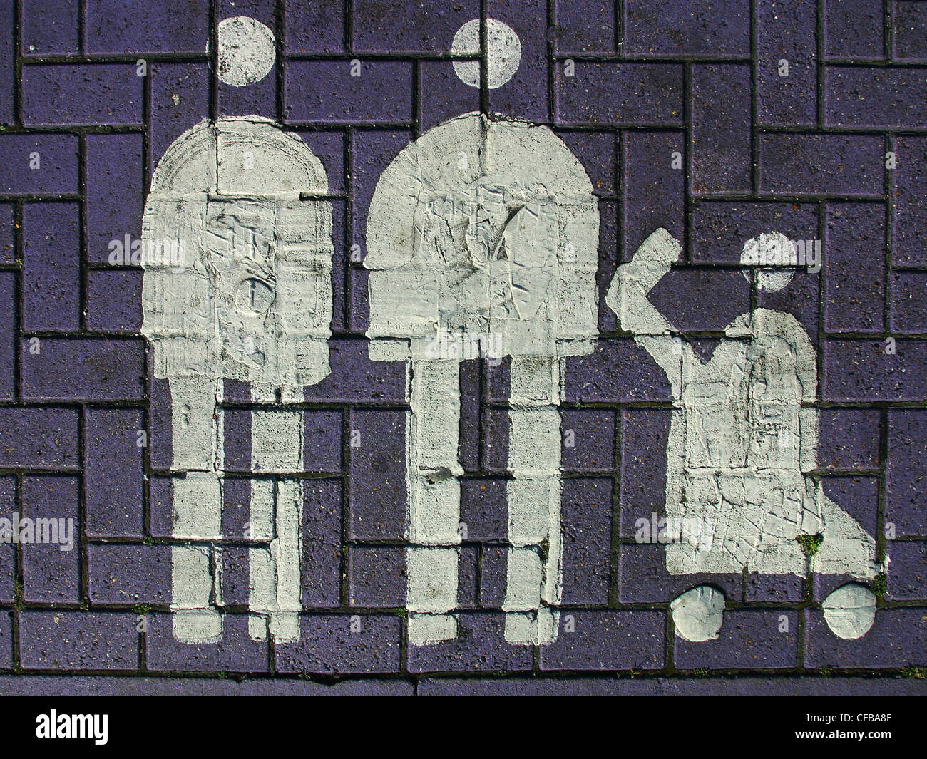 Public sign for family parking in supermarket Stock Photo