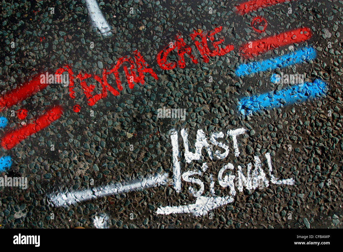London: signs on road indicating work to be carried out for utilities, improvements etc Stock Photo