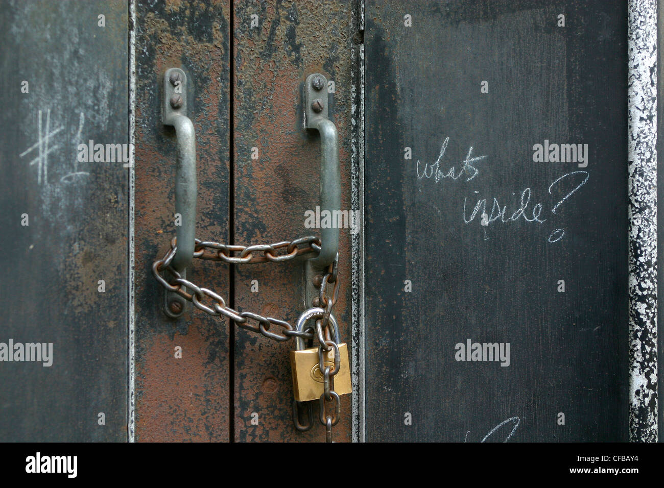 Locked door on London warehouse Stock Photo Alamy