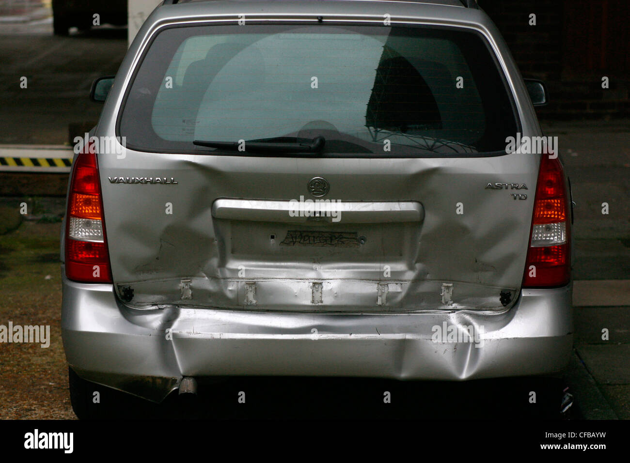 Rear ended car, London, UK Stock Photo Alamy