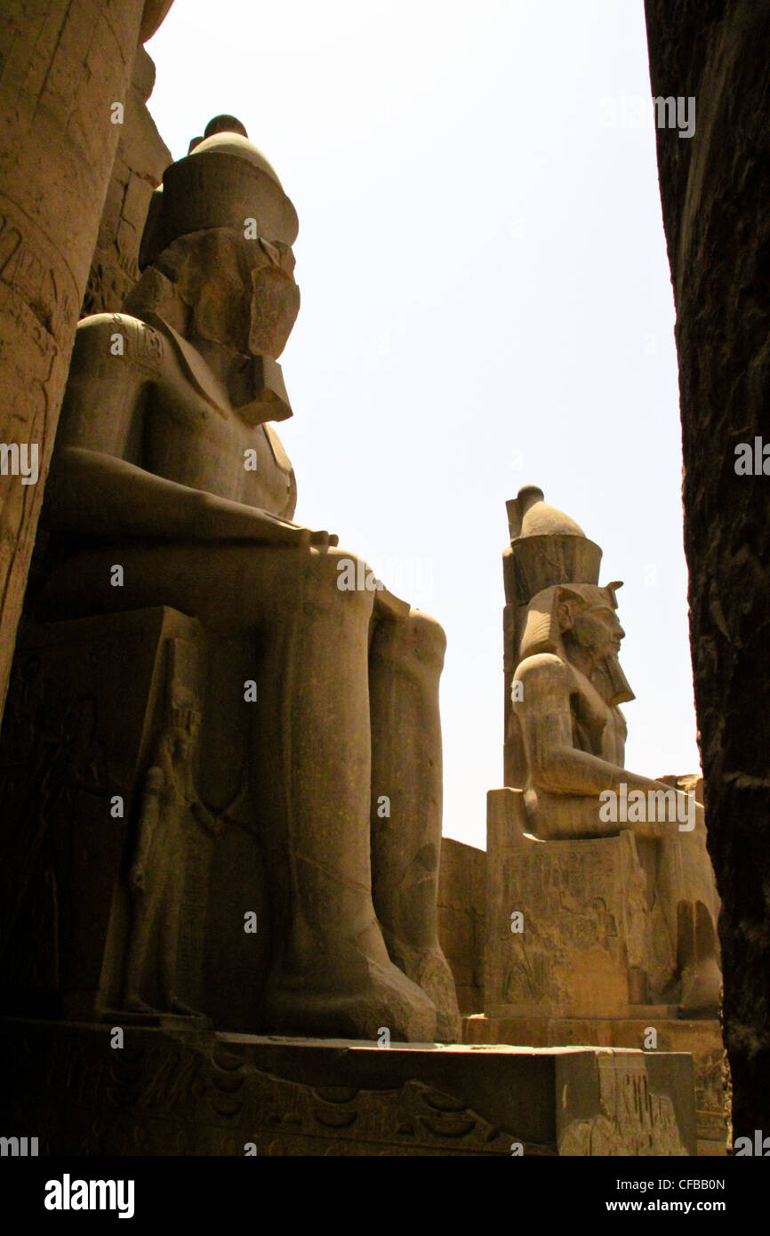 Statue of Pharaoh Ramses II in the great temple of Karnak dedicated to ...
