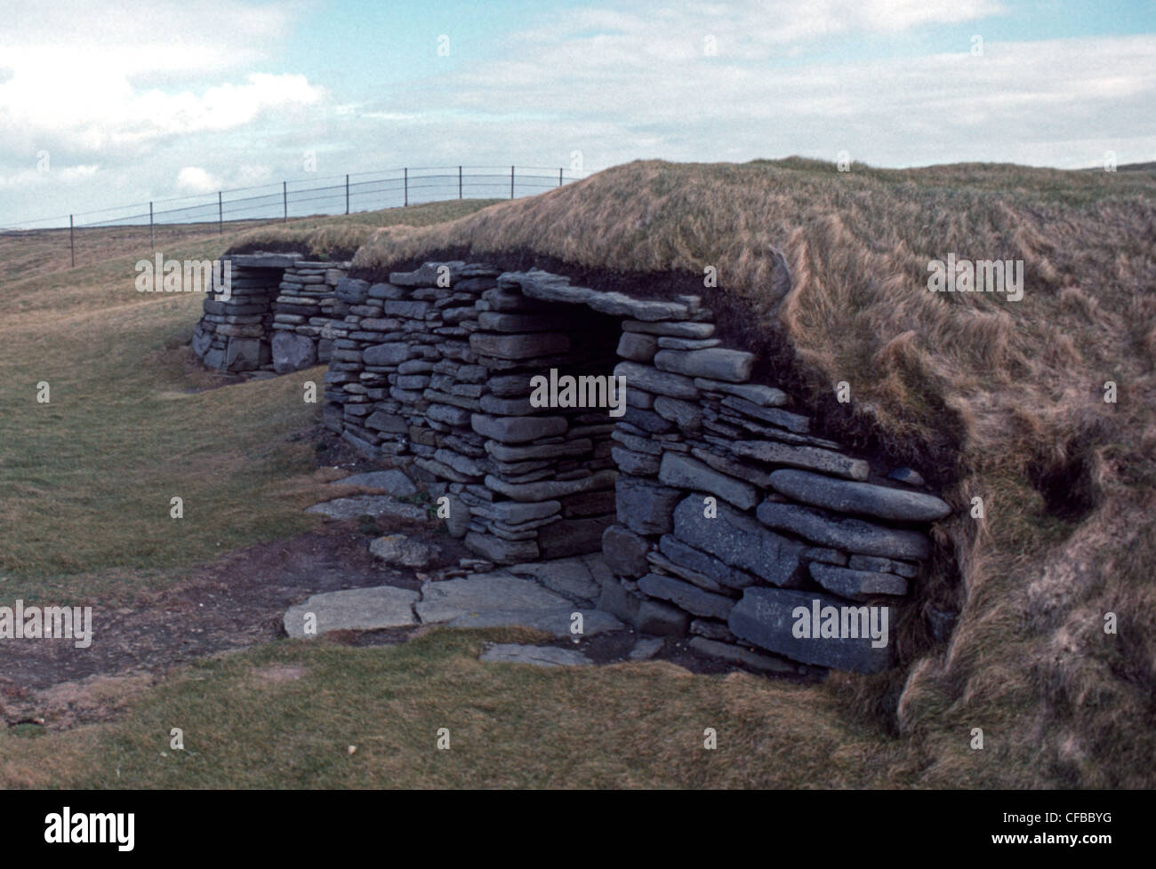 Knap of Howar Neolithic Houses on the island of Papa Westray in Orkney Stock Photo