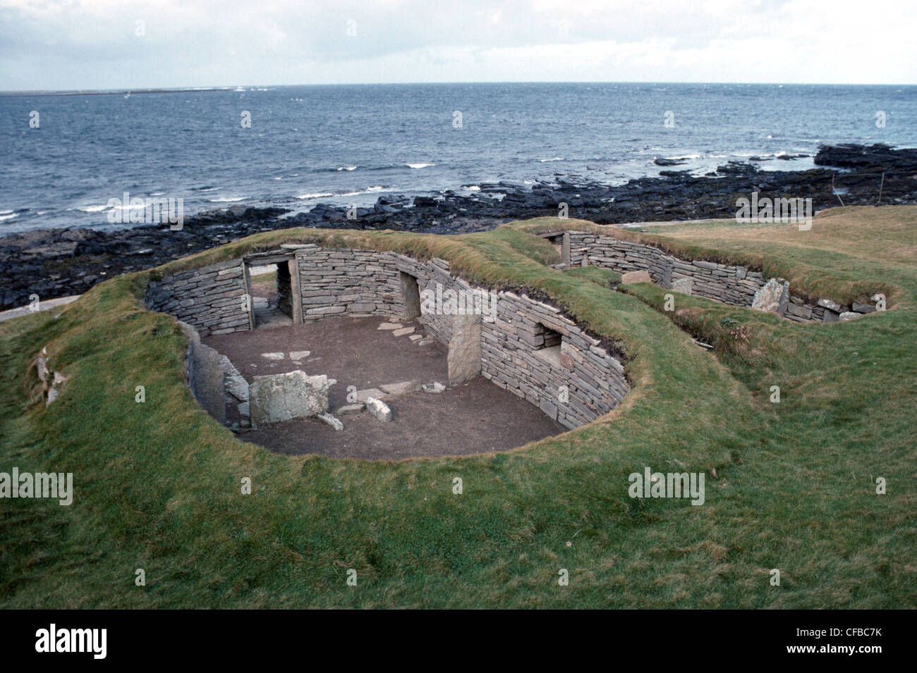 Knap of Howar Neolithic Houses on the island of Papa Westray in Orkney Stock Photo