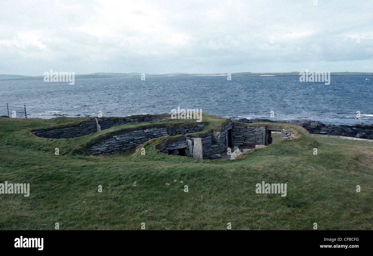 Knap of Howar Neolithic Houses on the island of Papa Westray in Orkney Stock Photo
