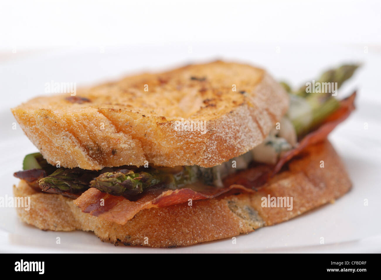 Asparagus and bacon toastie; crispy pancetta and grilled aspargus