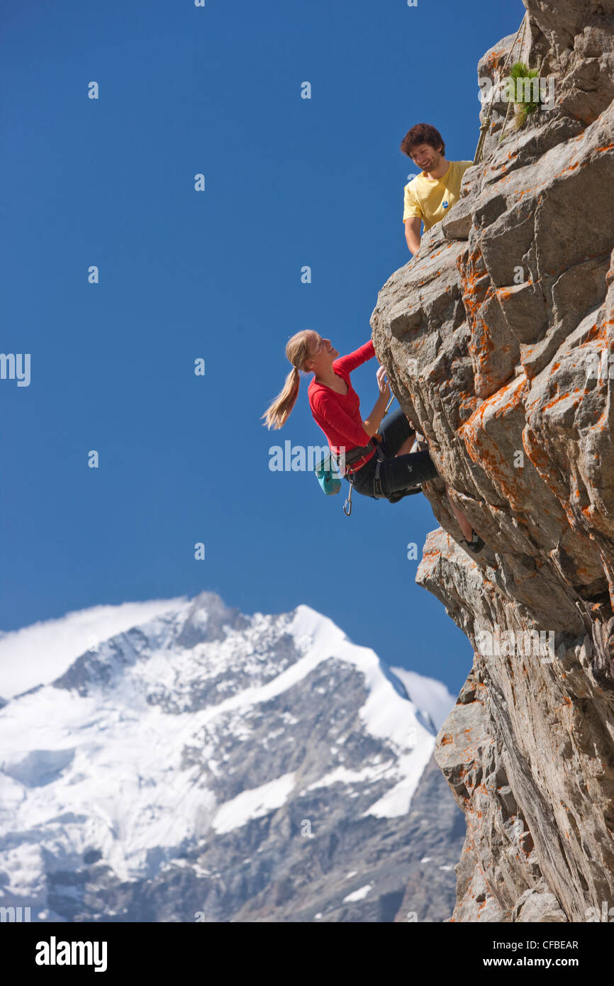 Mountain, mountains, cliff, rock, mountains, summer sport, sport, spare time, leisure, adventure, canton, Graubünden, Grisons, S Stock Photo