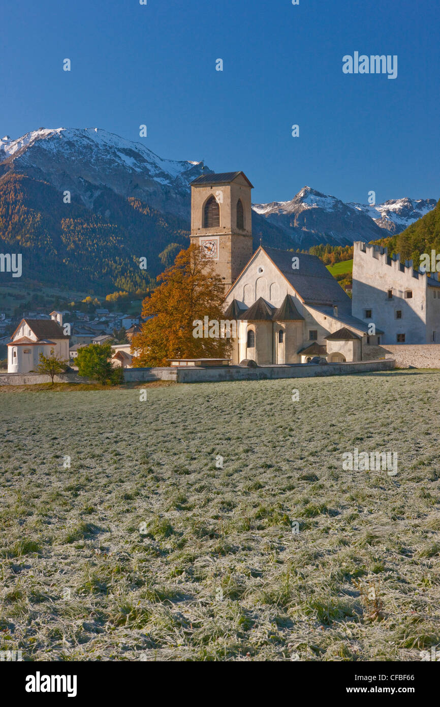 Autumn, canton, Graubünden, Grisons, Switzerland, Europe, mountain, mountains, church, religion, cloister, Münster valley, Müsta Stock Photo