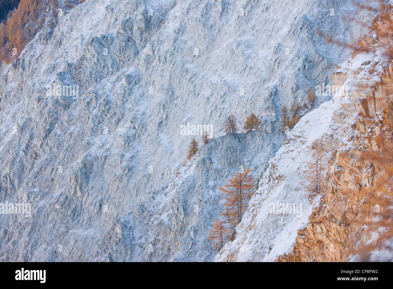 Mountain, mountains, autumn, cliff, rock, mountains, Valais, Wallis, ditch Ill, Rhone valley, erosion, Chandolin Stock Photo