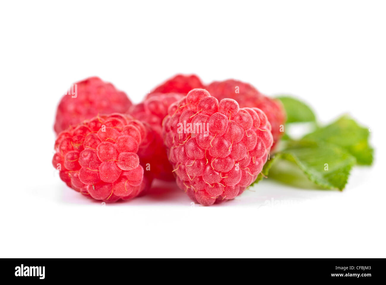fresh raspberry closeup on a white background Stock Photo - Alamy