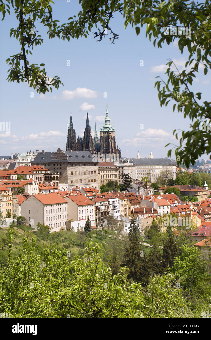 Prague - Vitus cathedral and Hradcany Stock Photo