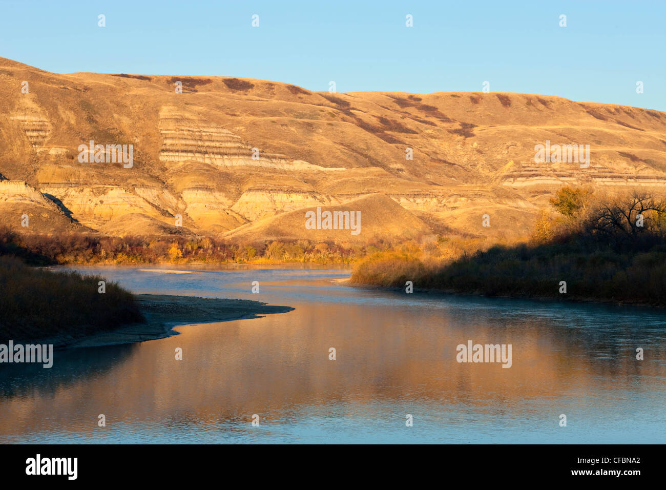 The Red Deer River running through The Badlands, East Coulee, Alberta